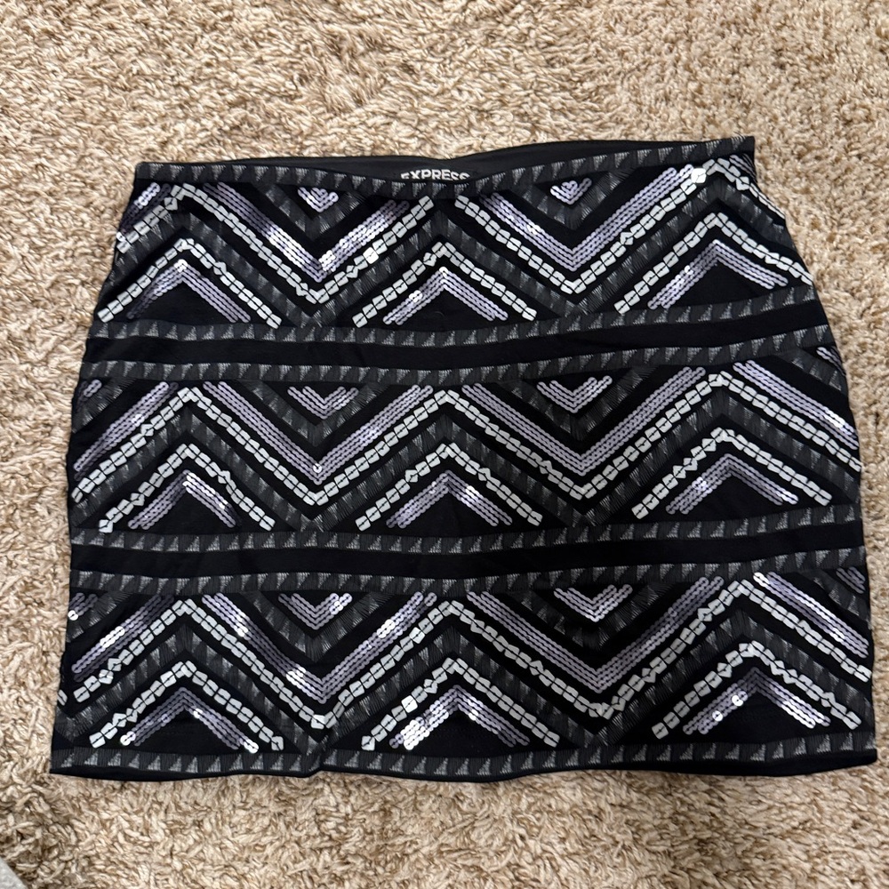 Express mini skirt black & silver